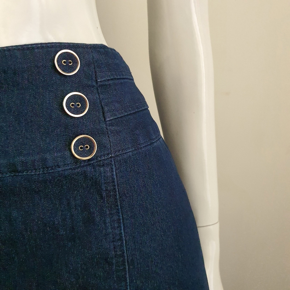 Review Size 14 High Waist Dark Wash Blue Denim Skirt - Picture 10 of 10